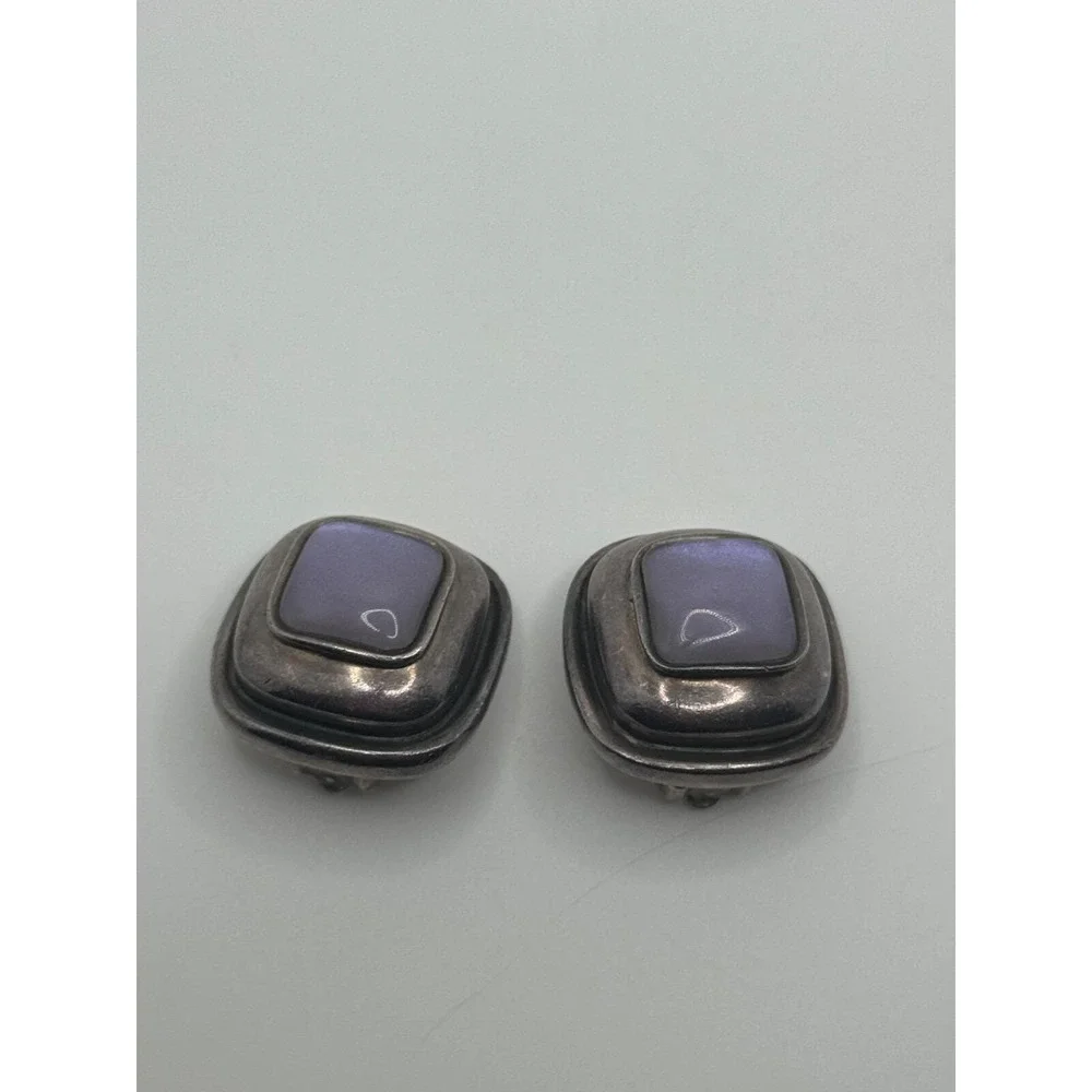 2001 Steve Vaubel Sterling Silver‎ Glass Clip On Earrings